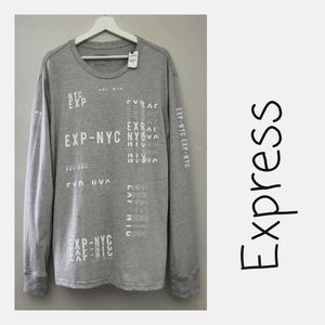 Express - Long Sleeve Graphic Henley (NWT)